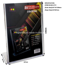 A4 Vertical High Class Plastic Card Sign Holder Stand with Customizing Logo